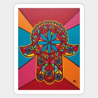 Flower Power Hamsa by Harriette Knight Sticker